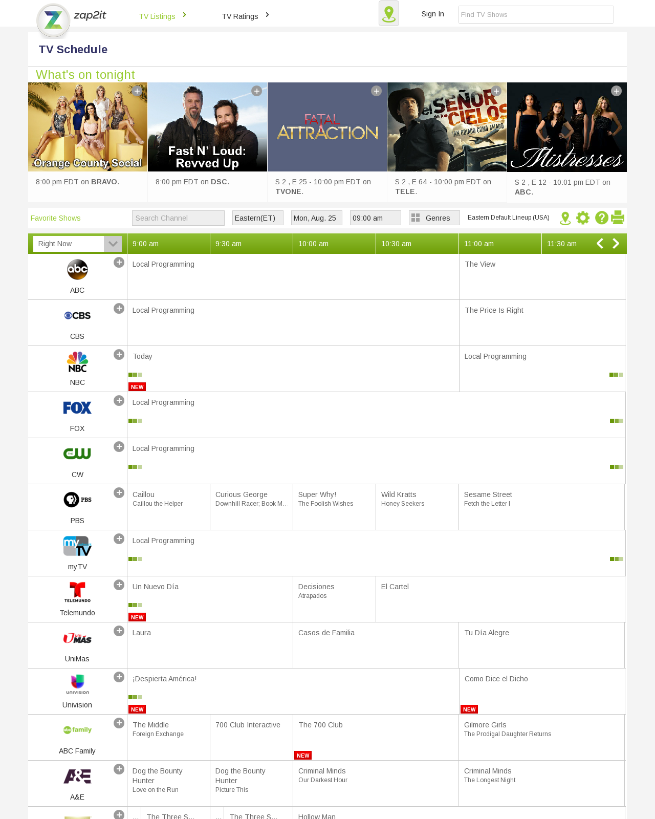 Zap2It TV Listings - FreeStyler.WS