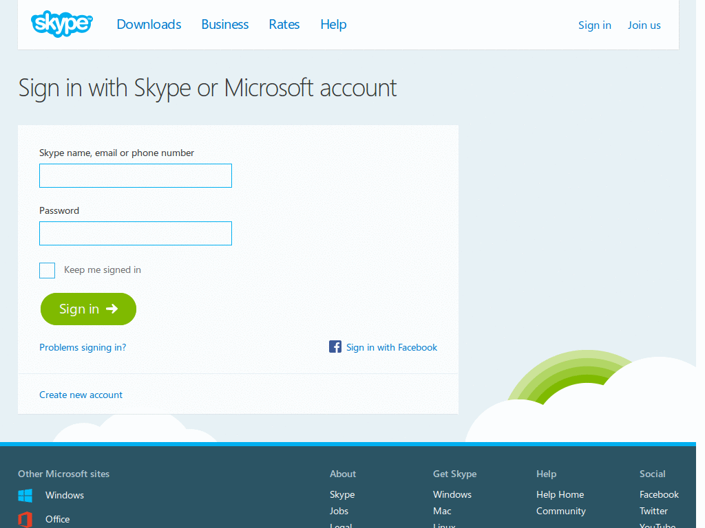 web skype log in