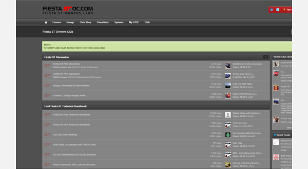Main website while not logged in