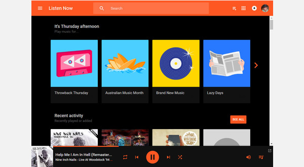 google music front page