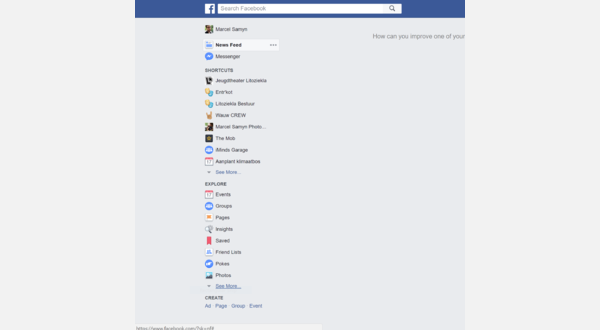 Facebook home page